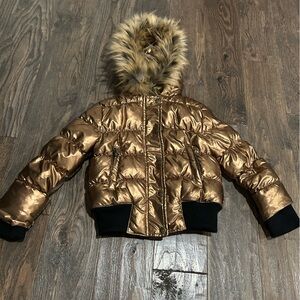 Appaman Shiny Bronze Jacket with Faux Fur Trim Size 3T